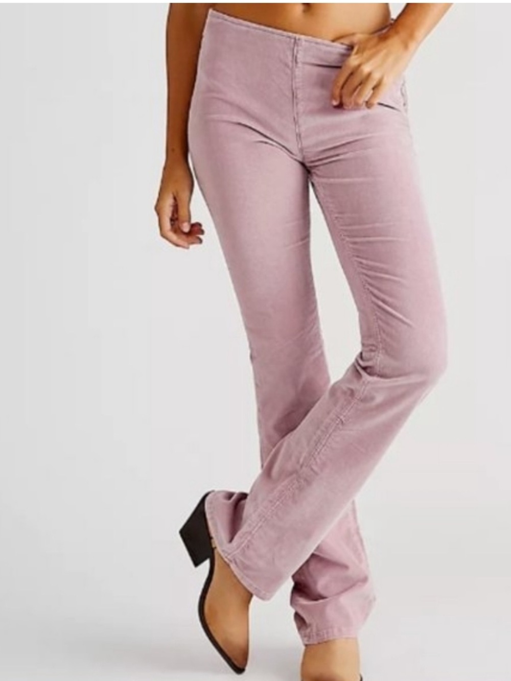 We the Free Free People Jenny High Rise Slim Flare corduroy pink pants Women 27